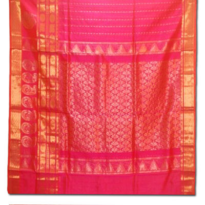 "Pink colour Venkatagiri Seiko saree  HSNM-61 - Click here to View more details about this Product